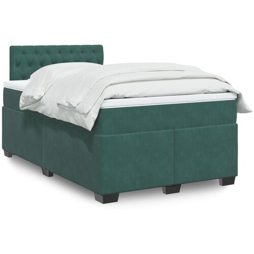VidaXL Box spring krevet s madracem tamnozeleni 120x200 cm bar&amp;scaron;unasti Slike