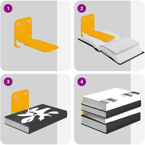  Lebdeća polica s policom Zidne 4 pcs Žuta 6 x 10,8 x 6,6 cm Slike