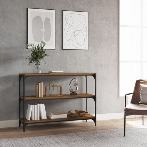 VidaXL Ormarić za knjige boja hrasta 100x33x70,5 cm drvo i čelik Slike