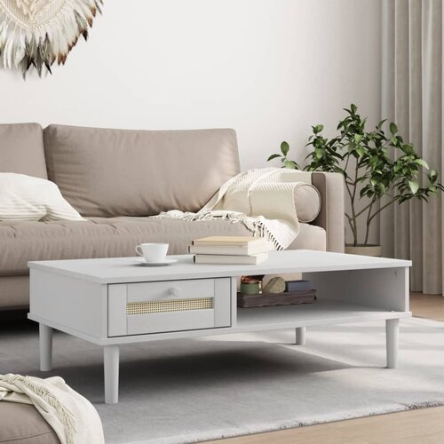 VidaXL Klubska mizica SENJA videz ratana bela 100x55x33 cm les Slike