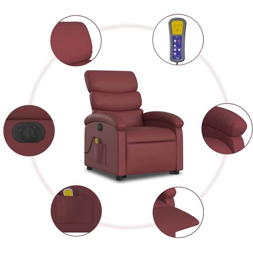  Električni masažni naslonjač na podizanje crvena boja vina Slike