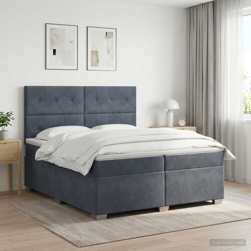  Boxspring krevet s madracem Tamnosiva 200 x 200 cm Baršun Cene