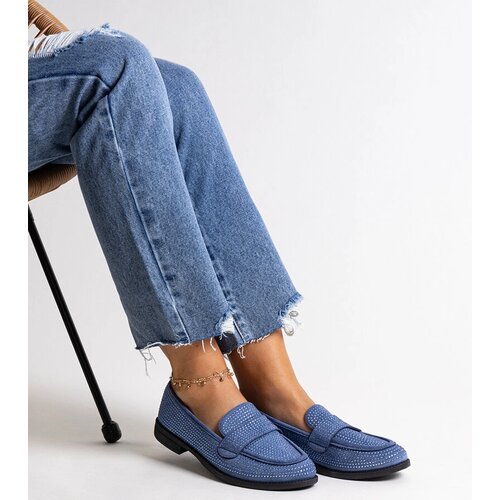 Gemre Blue moccasins with zirconia Mogha Cene