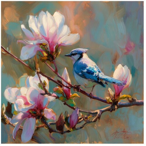 Styler Tiskana slika na platnu 32x32 cm Bluejay &amp;amp; Blossom &amp;ndash; Slike