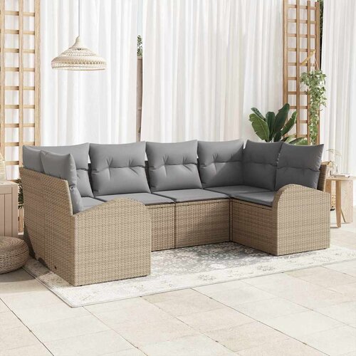  Sjedeća garnitura za vrt 6 kom. Bež i svijetlo siva poliratan 234 x 124 x 85 cm Cene