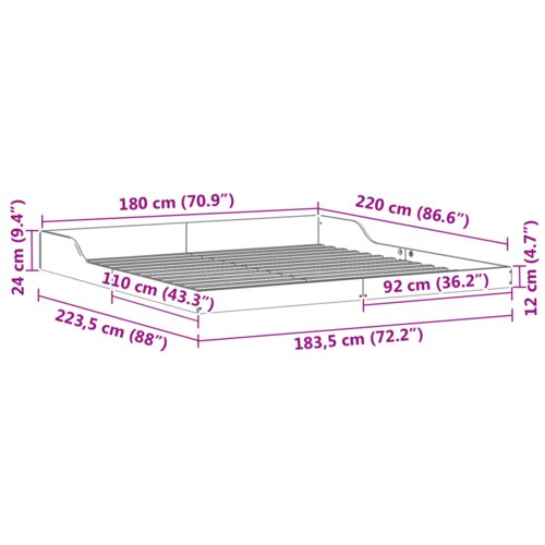 vidaXL Konstrukcija postelje Rjava 180 x 220 cm Trdna borovina Cene