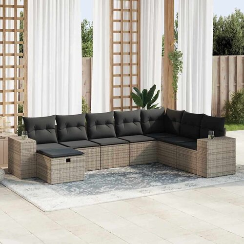 vidaXL 8-dijelni set vrtnih sofa od poliratana s jastucima sivi Cijene
