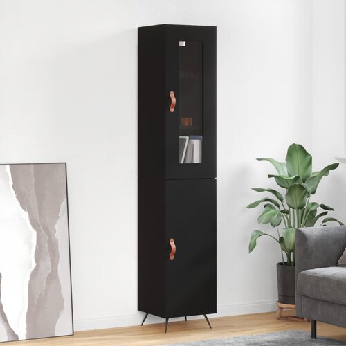 VidaXL Visoka komoda crna 34 5 x 34 x 180 cm od konstruiranog drva Slike