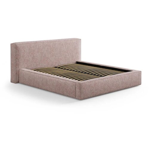 Micadoni Svijetlo ružičasti tapecirani bračni krevet s prostorom za odlaganje s podnicom 200x200 cm Simon Olivia – Cene
