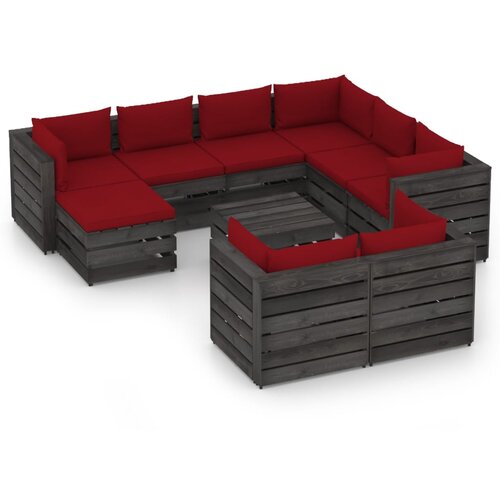  Sedežna garnitura 10-delna z blazinami siv impreg. les Slike