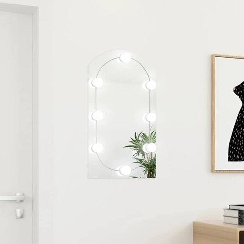  Ogledalo s LED svjetlima 70 x 40 cm stakleno u obliku luka Cijene