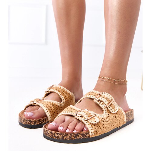  Brown crochet sandals on cork sole Lavreta Cene