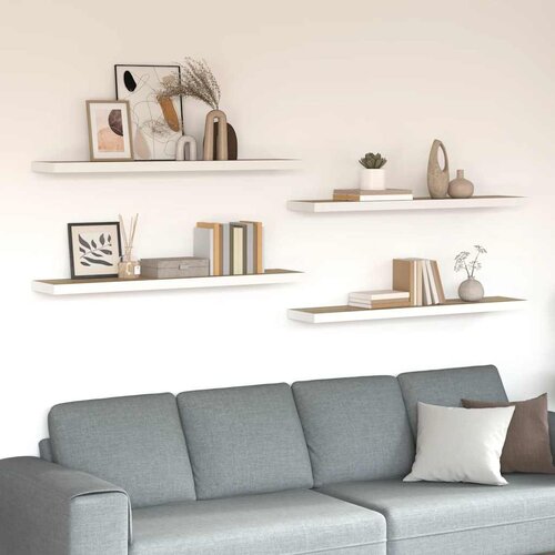  Plutajuće zidne police 4 kom hrast i bijele 120x23,5x3,8 cm MDF Cijene