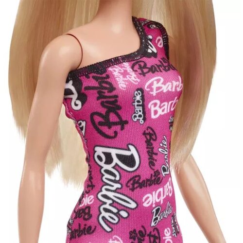 Barbie Chic plava modna lutka u ružičastoj haljini s natpisom Barbie - Slike