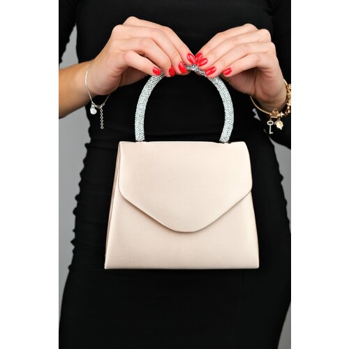 LuviShoes MONACO Beige Satin Women's Handbag Slike