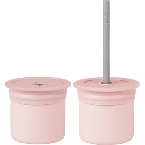 Minikoioi Sip+Snack Set jedilni set za otroke Pinky Pink / Powder Grey Cene