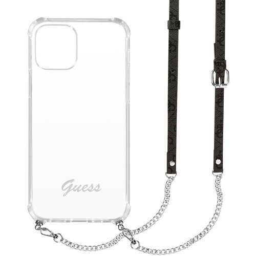 Guess Ovitek za Apple iPhone 12 / 12 Pro Bi-material with Bag Strap brown clear, (20524494) Cene