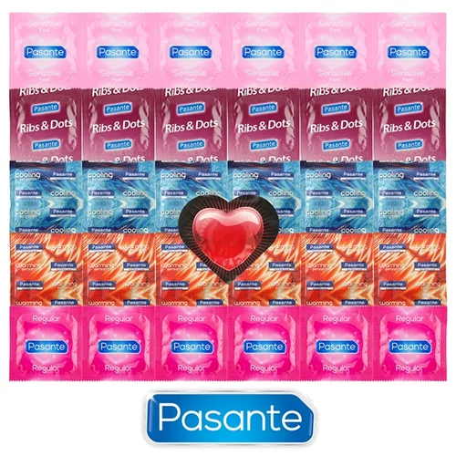 Pasante Mix for Every Occasion - 30 Condoms + Heart Shaped Condom As a Gift