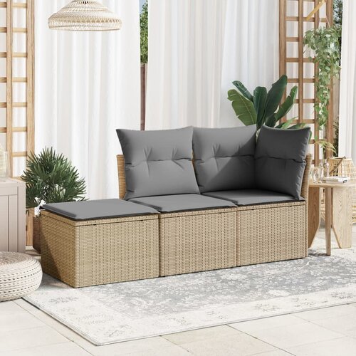  Vrtni tabure s jastukom bež 55 x 55 x 37 cm od poliratana Slike