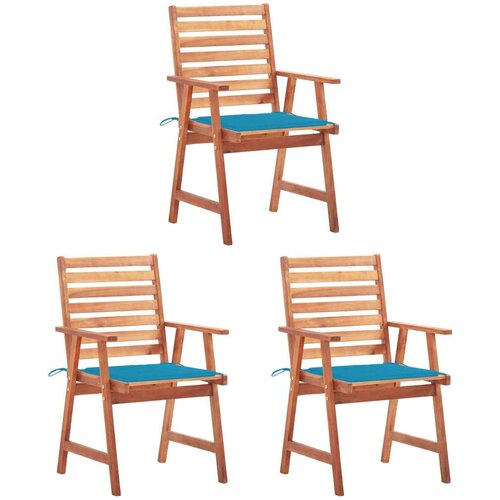 3 Vrtni jedilni stoli 3 kosi z blazinami trden akacijev les Cene