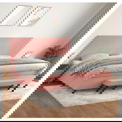 VidaXL Box spring postelja z vzmetnico roza 200x200 cm žamet Slike