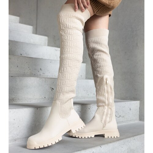 Gemre Beige fabric boots with matte finish Scarlett Cene