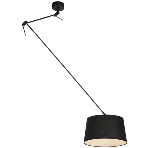 QAZQA Viseča svetilka s platnenim odtenkom črna 35 cm - Blitz I črna