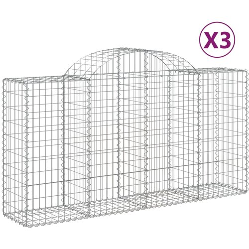  Lučne gabionske ko&amp;scaron;are 3 kom 200x50x100/120cm pocinčano željezo Slike