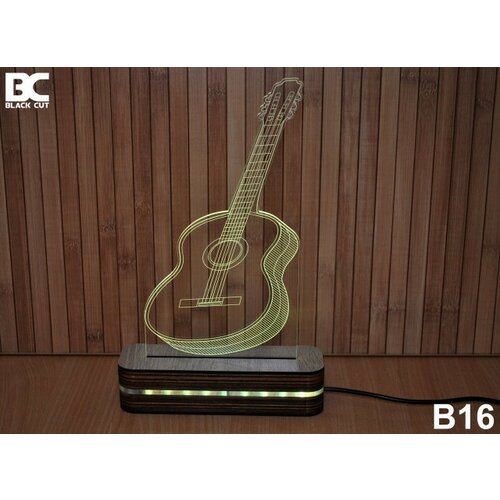 Black Cut 3D Lampa jednobojna - Gitara ( B16 ) Slike