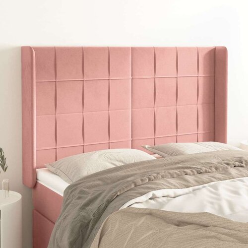  Vzglavje z u&amp;scaron;esi roza 147x16x118/128 cm žamet, (20954094) Slike
