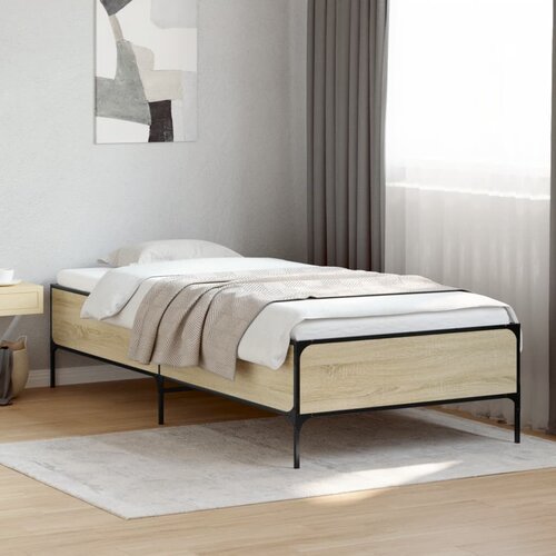 Furnova Posteljni okvir sonoma hrast 90x200 cm inženirski les in kovina, (21937926) Slike