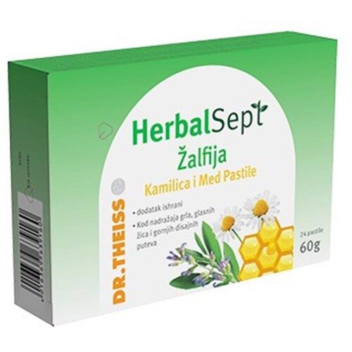 Dr. Theiss herbal Sept Pastile za grlo sa žalfijom, kamilicom i medom, 24 pastile Slike