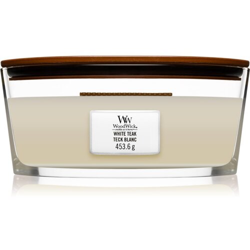 WoodWick White Teak mirisna svijeća s drvenim fitiljem (hearthwick) 453.6 g Slike