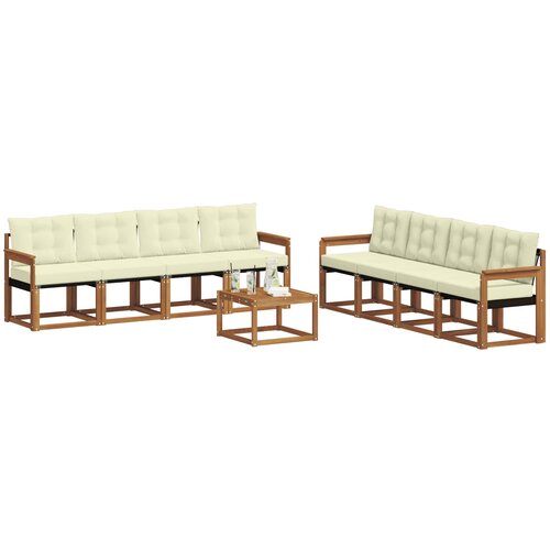  Set vanjskih sofa 9 kom. Prirodna i krem Slike