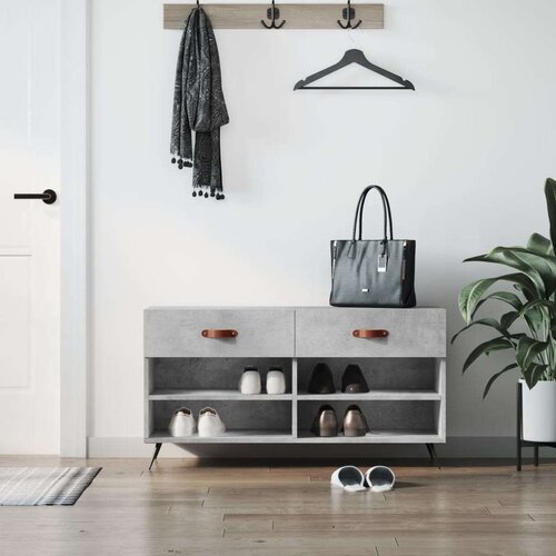  Klupa za cipele siva boja betona 102x35x55 cm konstruirano drvo Slike