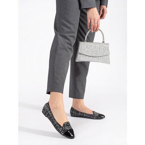 Shelvt Black and white flat ballerinas for women Slike