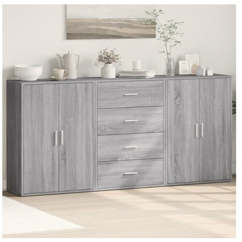 vidaXL Komoda 3 kosi siva sonoma 60x31x84 cm inženirski les Cene