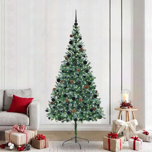 vidaXL Umestno božično drevo med 300 LED Zelena 210 cm PVC in Jeklo Cene