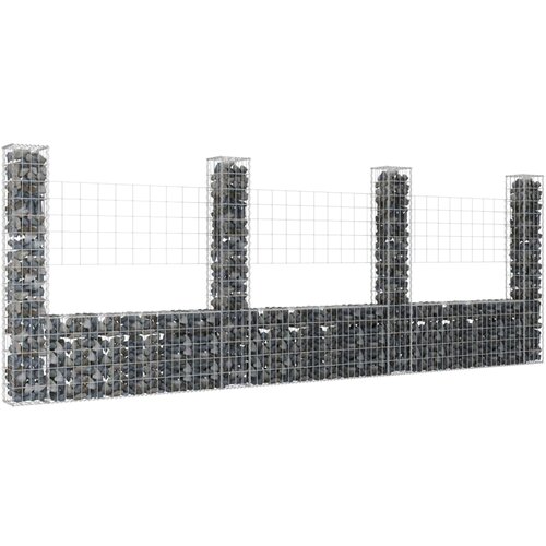 vidaXL Gabionska košara U-oblika s 4 stupa 380 x 20 x 150 cm željezna Cijene