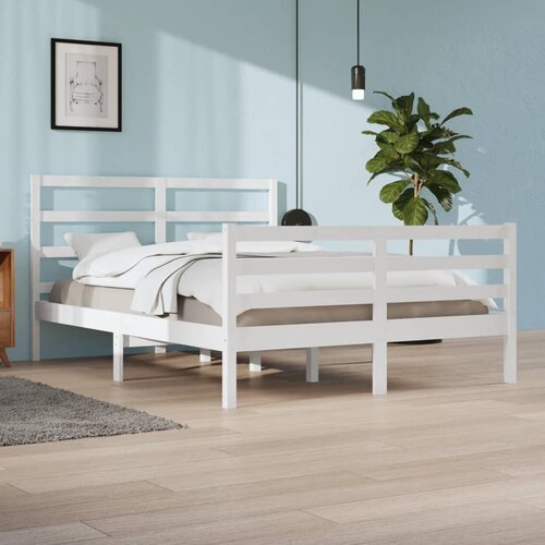 The Living Store Posteljni okvir bel iz trdne borovine 160x200 cm - Posteljni Okvir, (21526528) Slike