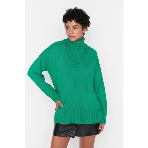 Trendyol Green Oversize Turtleneck Knitwear Sweater