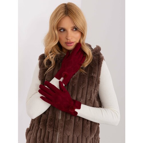 Fashion Hunters Burgundy winter gloves with cut-out Slike
