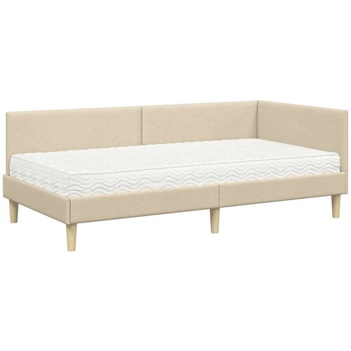  Kutni krevetni okvir s madracem Ostalo 2 pcs Krema tkanina Slike