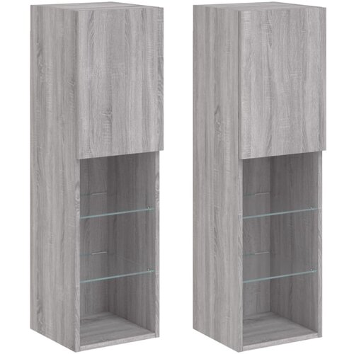 VidaXL TV omarica z LED lučkami 2 kosa siva sonoma 30,5x30x102 cm, (20977723) Slike