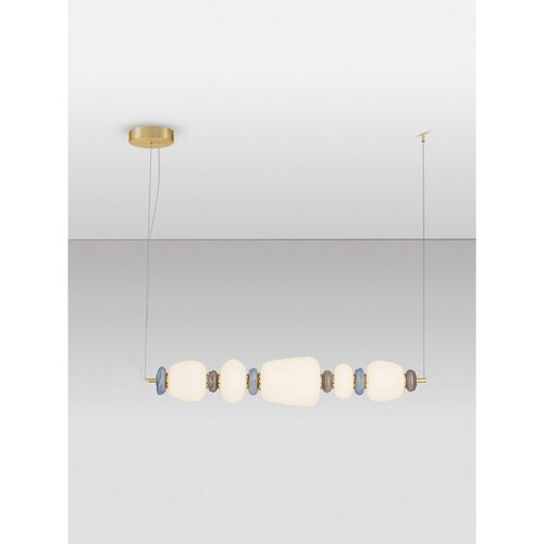 Nova Luce Bela/v zlati barvi kovinska LED zatemnitvena viseča svetilka s porcelanastim senčilom/s steklenim senčilom Palo &amp;ndash; Slike