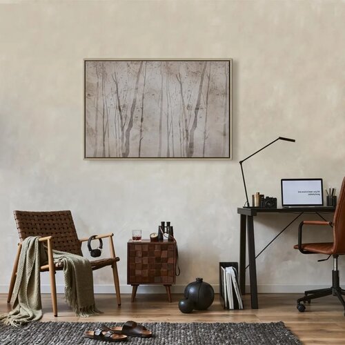  Slika - Beige Forest of Thoughts (1 Part) Wide 120x80 U prirodnom drvenom okviru Slike