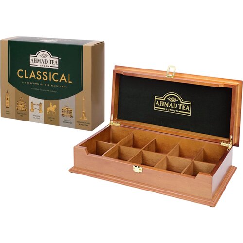 Ahmad Tea Čaj Classical selection, 60 kesica, 120g i drvena kutija za kesice sa poklopcem Cene