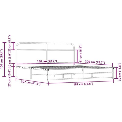 VidaXL metalni okvir kreveta bez madraca boja hrasta 180x200 cm Slike