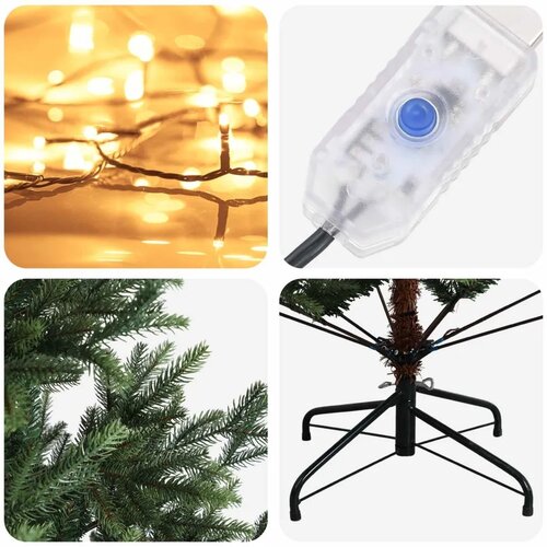  Umjetno božićno drvce s nogom 150 cm 150 LED lampica - Zelena 150 cm s LED svjetlima Slike