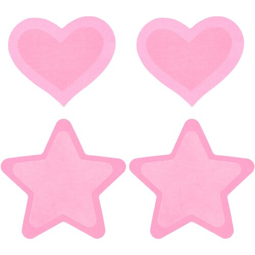 Peekaboos Premium Pasties Hot Pink Glow In The Dark Hearts and Stars Slike